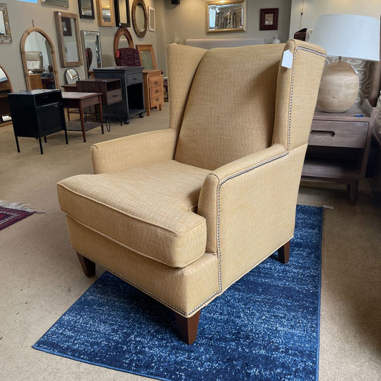 Gold Wingback w Nailhead Accent Chair (AS IS) U ACCENT CHAIRS