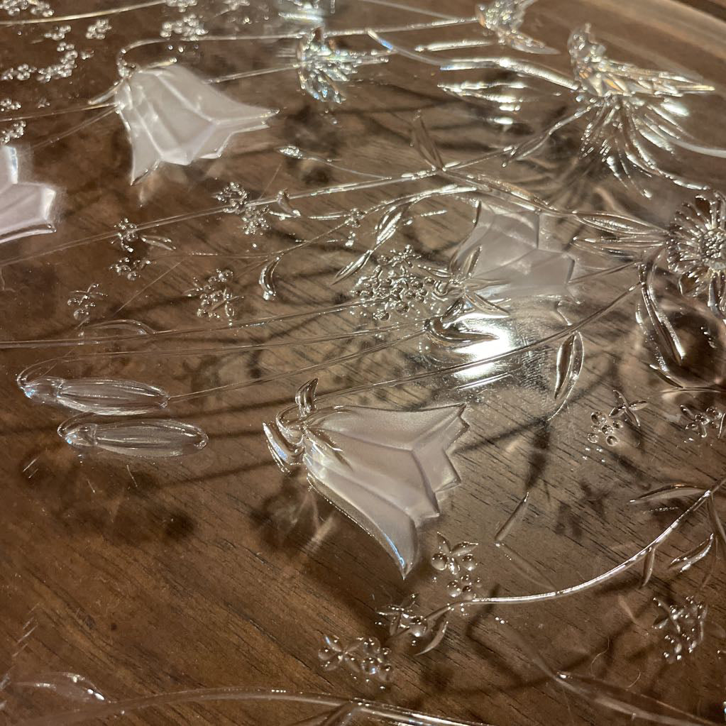 Lg. Round Glass Floral Theme Platter