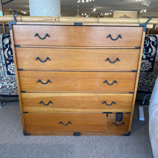 Antique 19th Century Japanese Traveling Tonsu Chest w/ Bamboo Pole UNIQUE FINDS