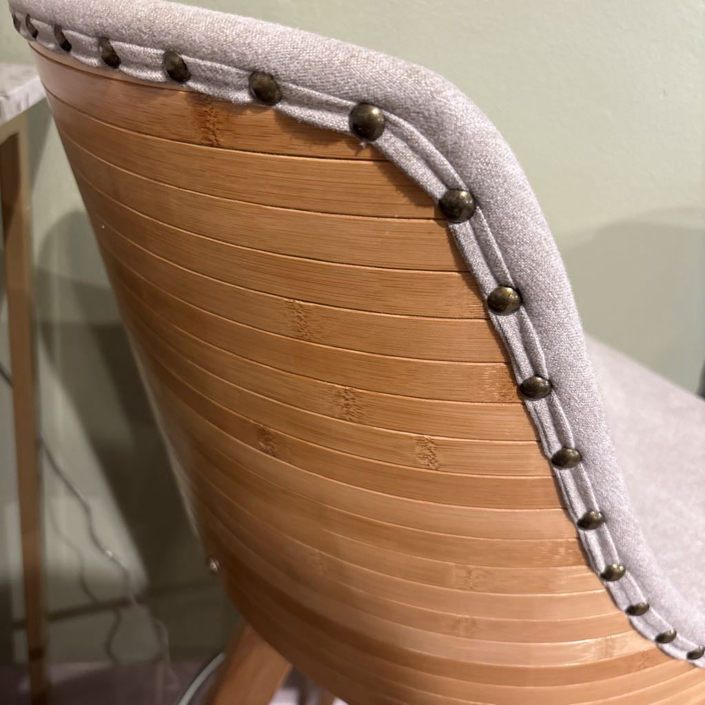Bamboo Swivel Bar Stool w/ Microfiber Upholstery