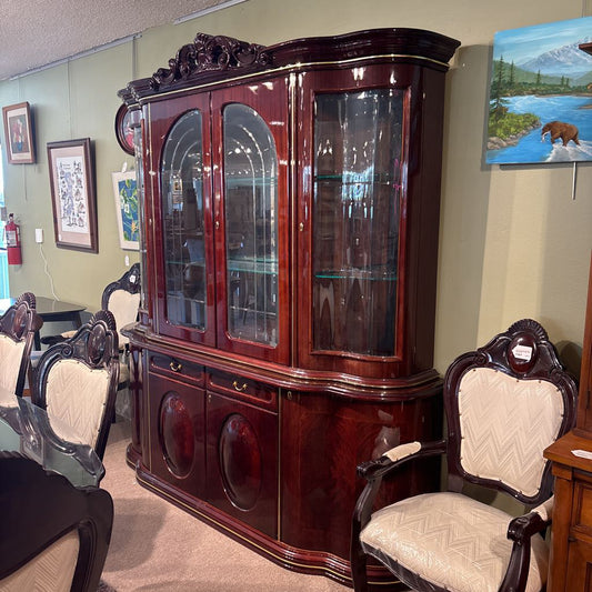 Large Curved Italian Made Glass Front Hutch C CABINETS