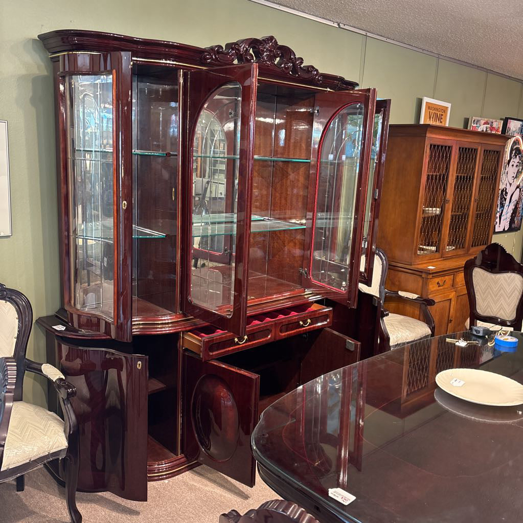 Large Curved Italian Made Glass Front Hutch