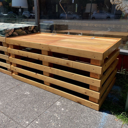 Pine Slat Outdoor Bench with Palm Fabric C DINING BENCHES