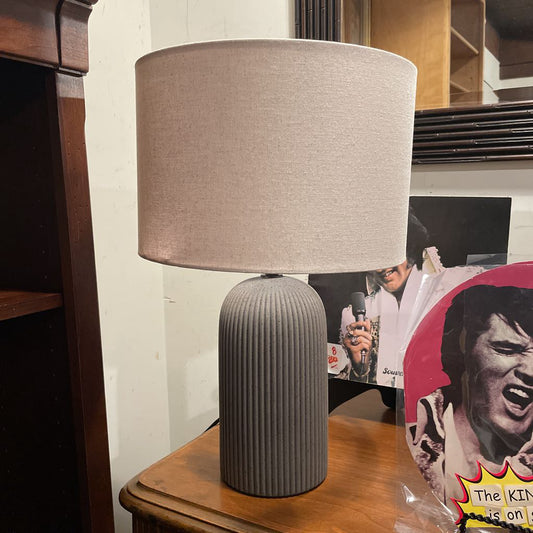 Palisade Grey Ribbed Table Lamp LAMPS