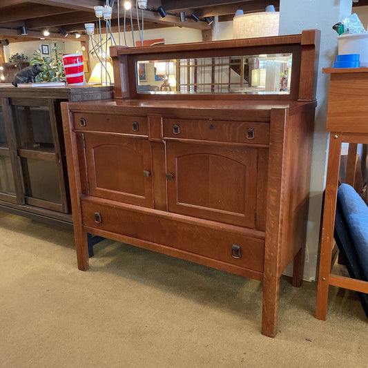 Grand Rapids Oak Arts & Craft Buffet w Mirror C SIDEBOARDS