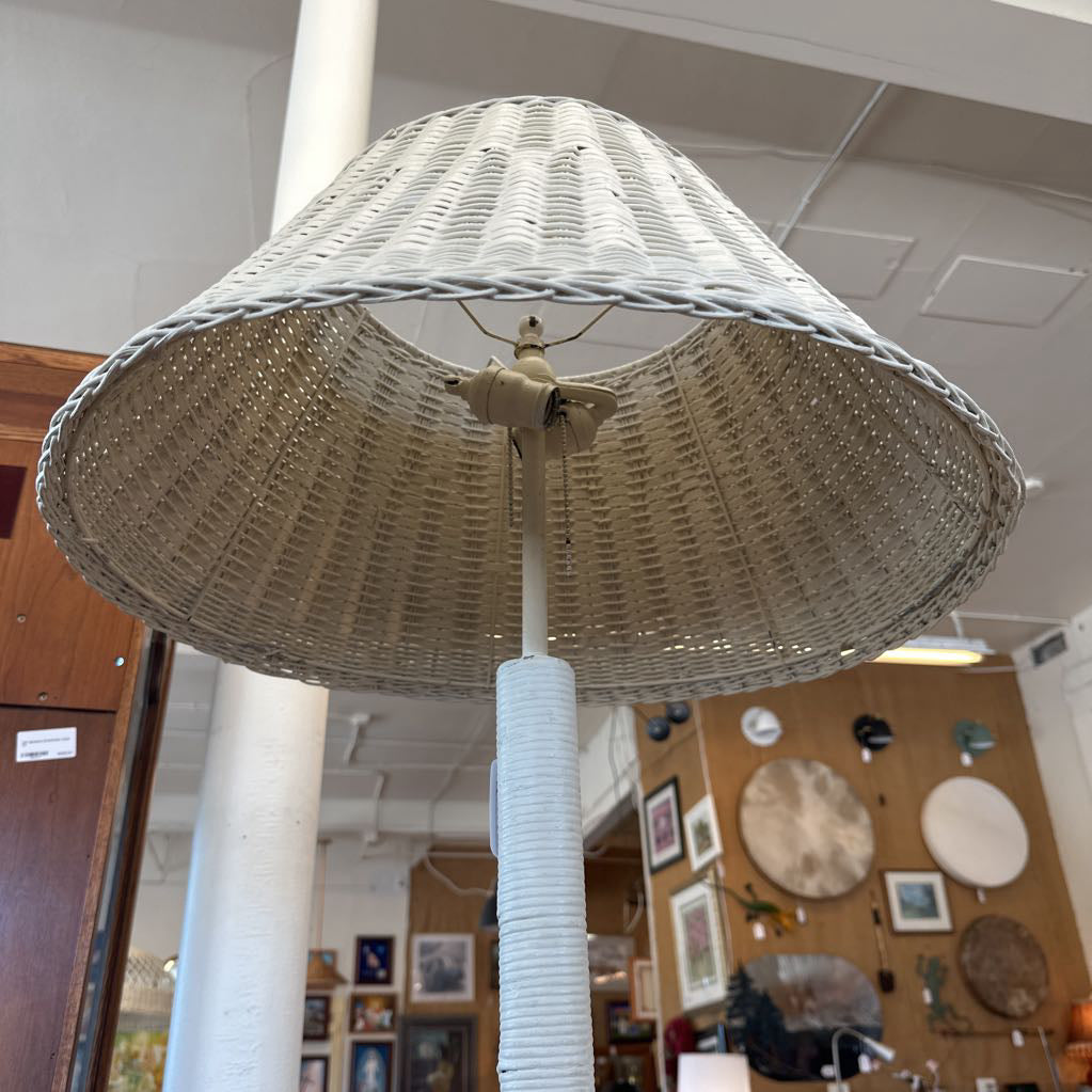 Vintage BOHO Wicker Double Bulb Floor Lamp LAMPS