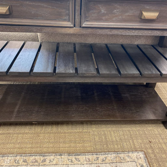 Two Tone Grey Console Table w/Drawers & Shelf C CONSOLE TABLES