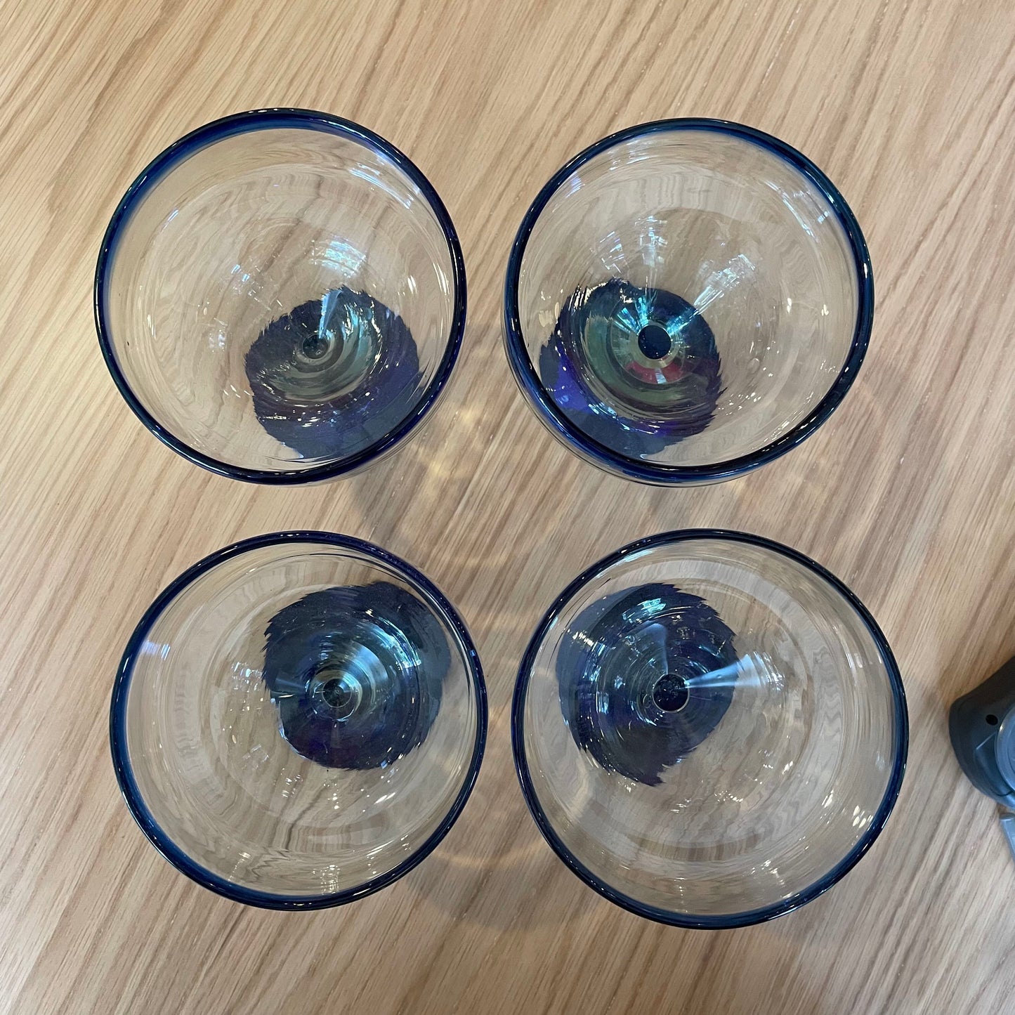 Blue Rim Mexican Margarita Glass SET OF 4