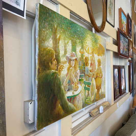 Oil On Canvas Cafe Scene ART