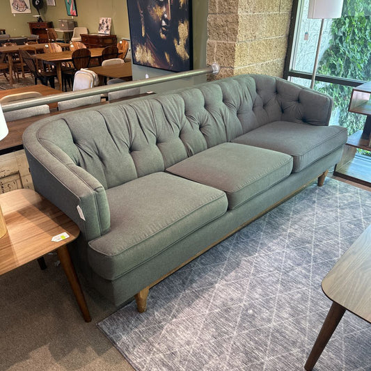 Contemporary Modern Tufted Grey 3 Seat Sofa (AS IS)