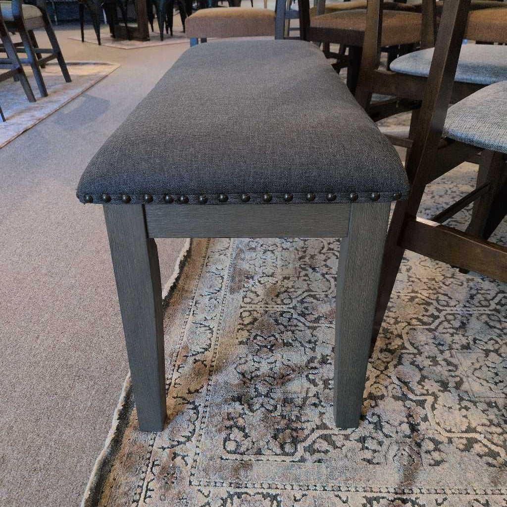 Rustic Grey Nailhead Bench