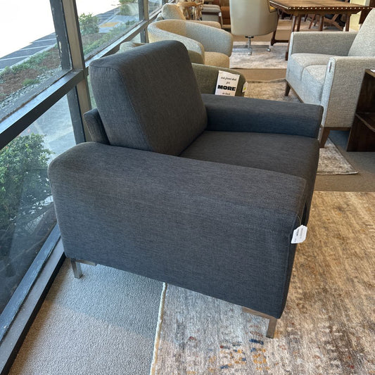 Modern Grey Accent Chair w/Chrome Feet