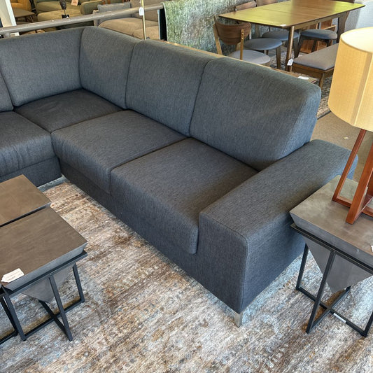 Modern Grey Corner Sectional w/Chrome Feet