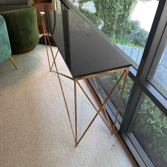 Geometric Base Stone Top Console C CONSOLE TABLES