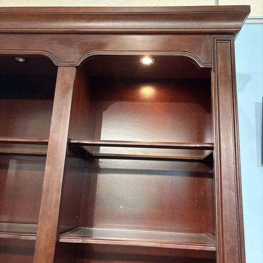Large Dark Wood Bookcase w/Lighting