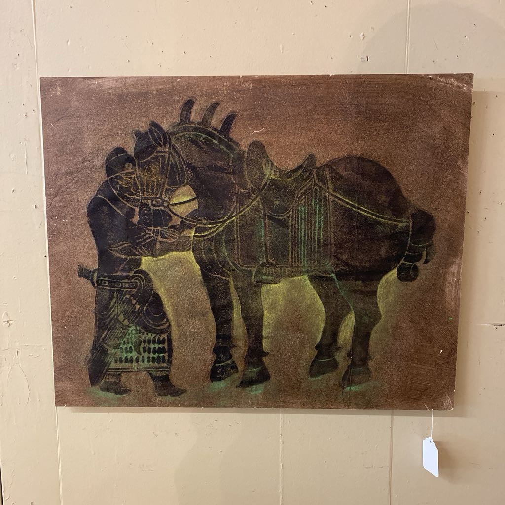 Asian Style Rubbing Warrior w/Horse
