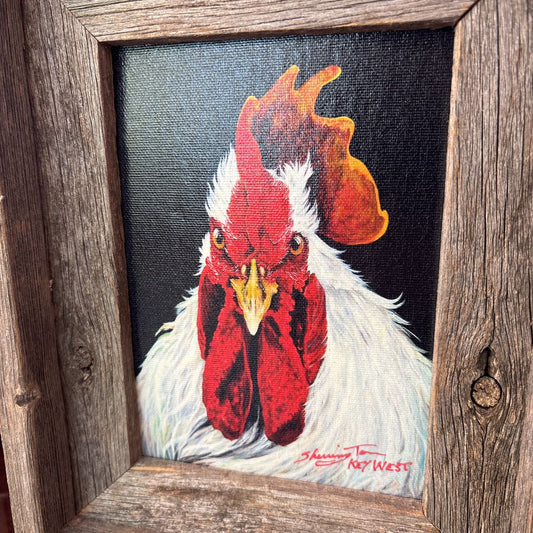 Rooster Print in Rustic Frame ART