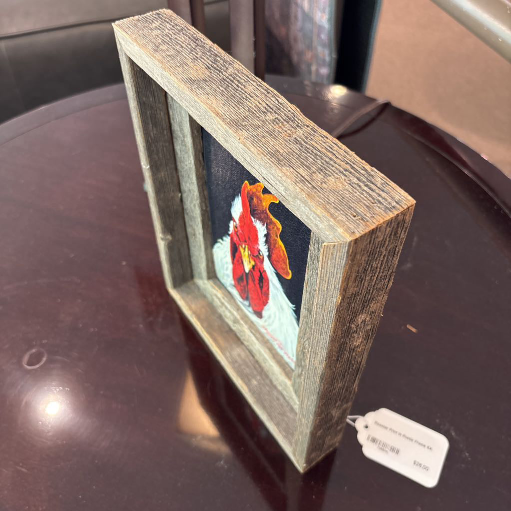 Rooster Print in Rustic Frame