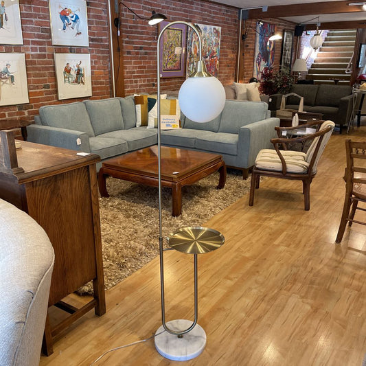 Glass Globe Brass Shelf Floor Lamp LAMPS