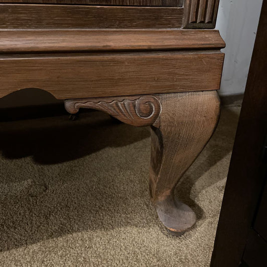 Low Two Drawer Cabinet with Burl Medalions (AS IS)