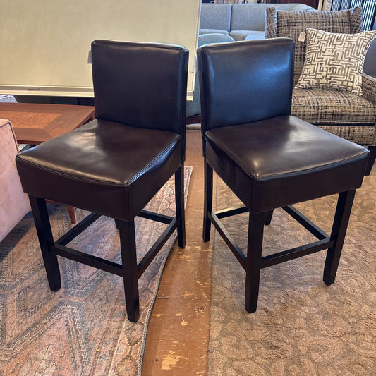 Brown Leather Counter Stool