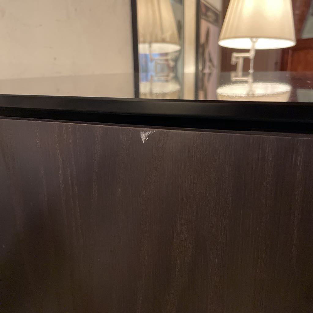 BDI Narrow Black Slatted Front Media Cabinet