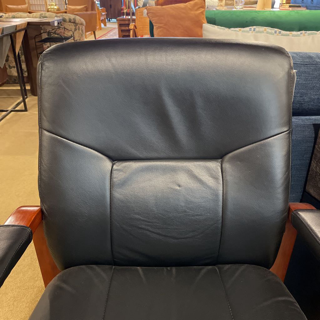 Faux Black "Leather" Wood Framed Office / Accent Chair