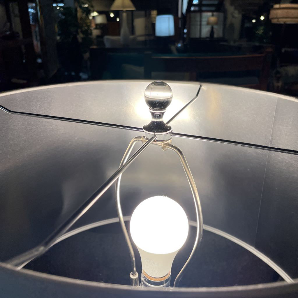 Tall Cylindrical Etched Glass Lamp