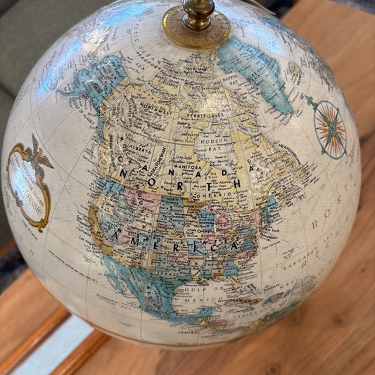 Globe on Wood Base Made in USA