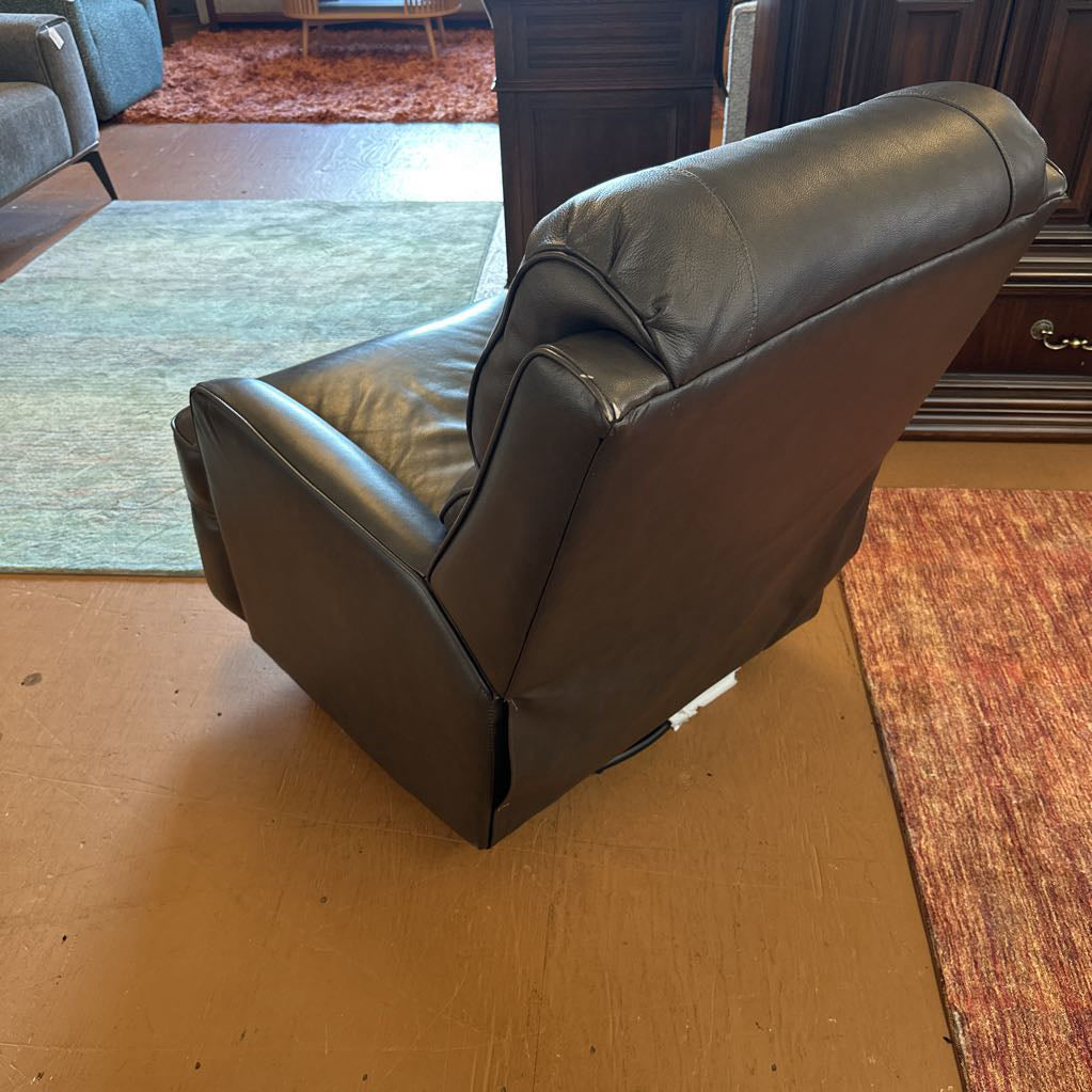 Grey Leather Manual Recliner