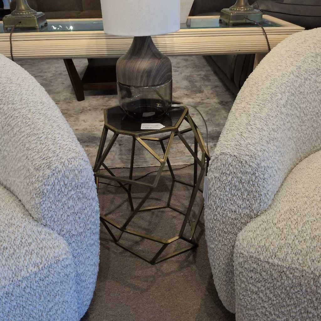 Deco Geometric Brass & Black End Table