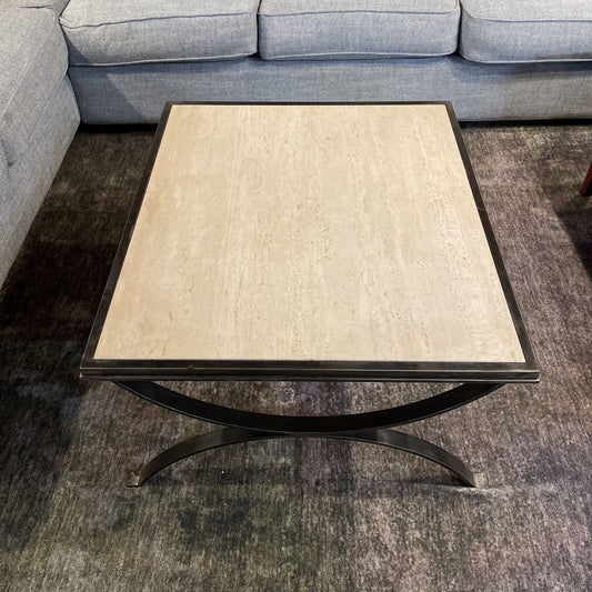Jensen Design Travertine & Steel Square Coffee Table C COFFEE TABLES