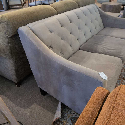 Grey 3 Seat Tufted Back Sofa