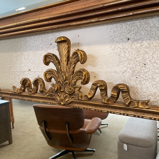 Large Fancy Gold Frame Mirror with 3 Feathers Top Detail C MIRRORS
