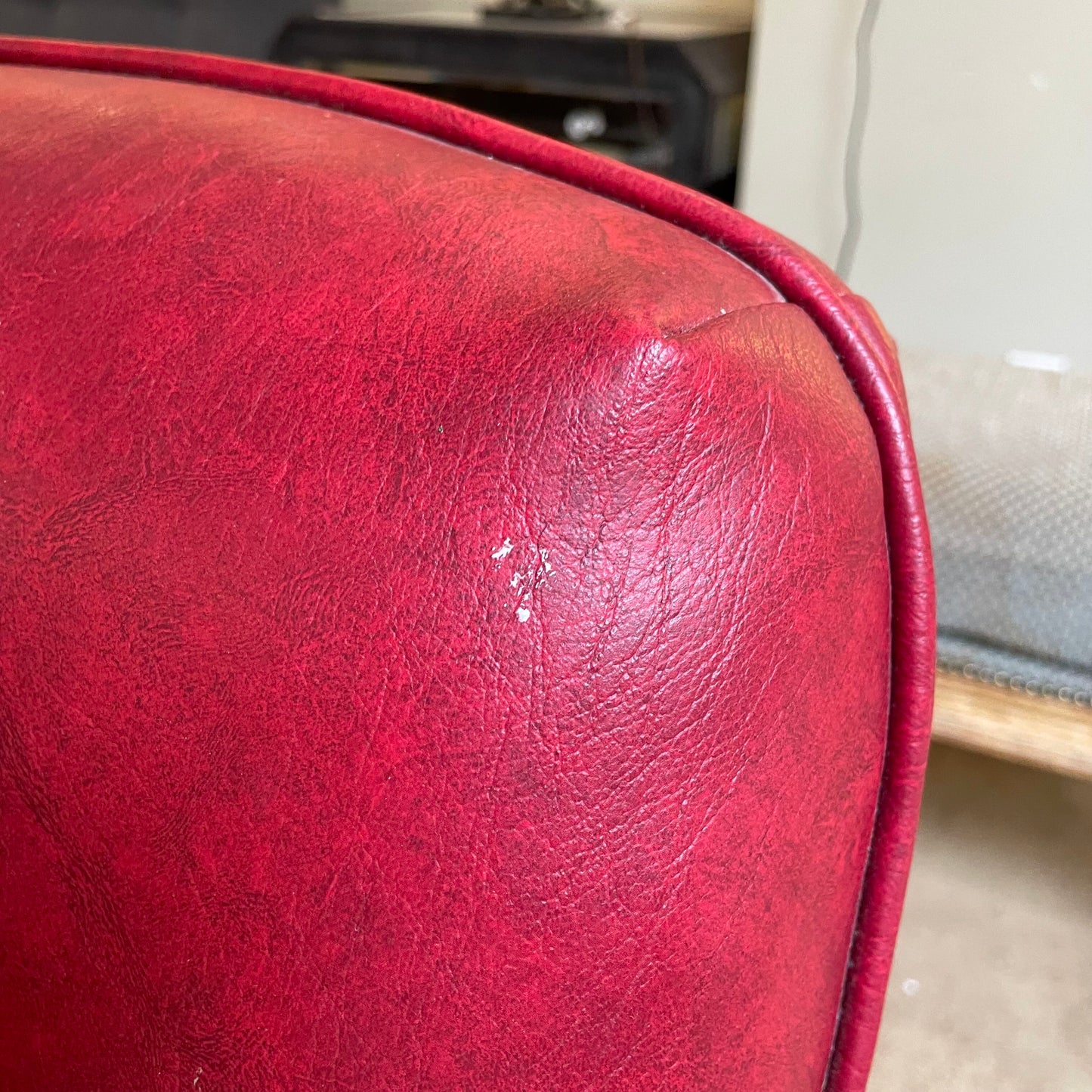 Vintage Oxblood Leather Clawfoot Rocker Chair