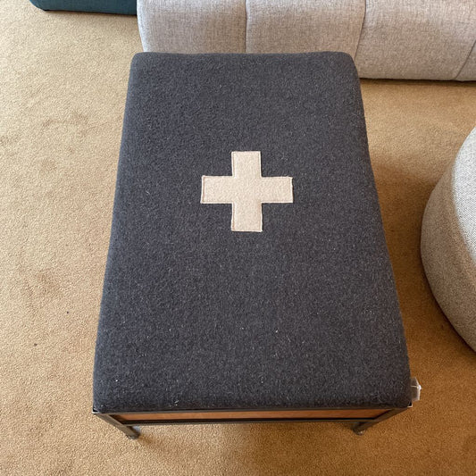 Danish Army Blanket Coffee Table w/ Wine Crate Drawers