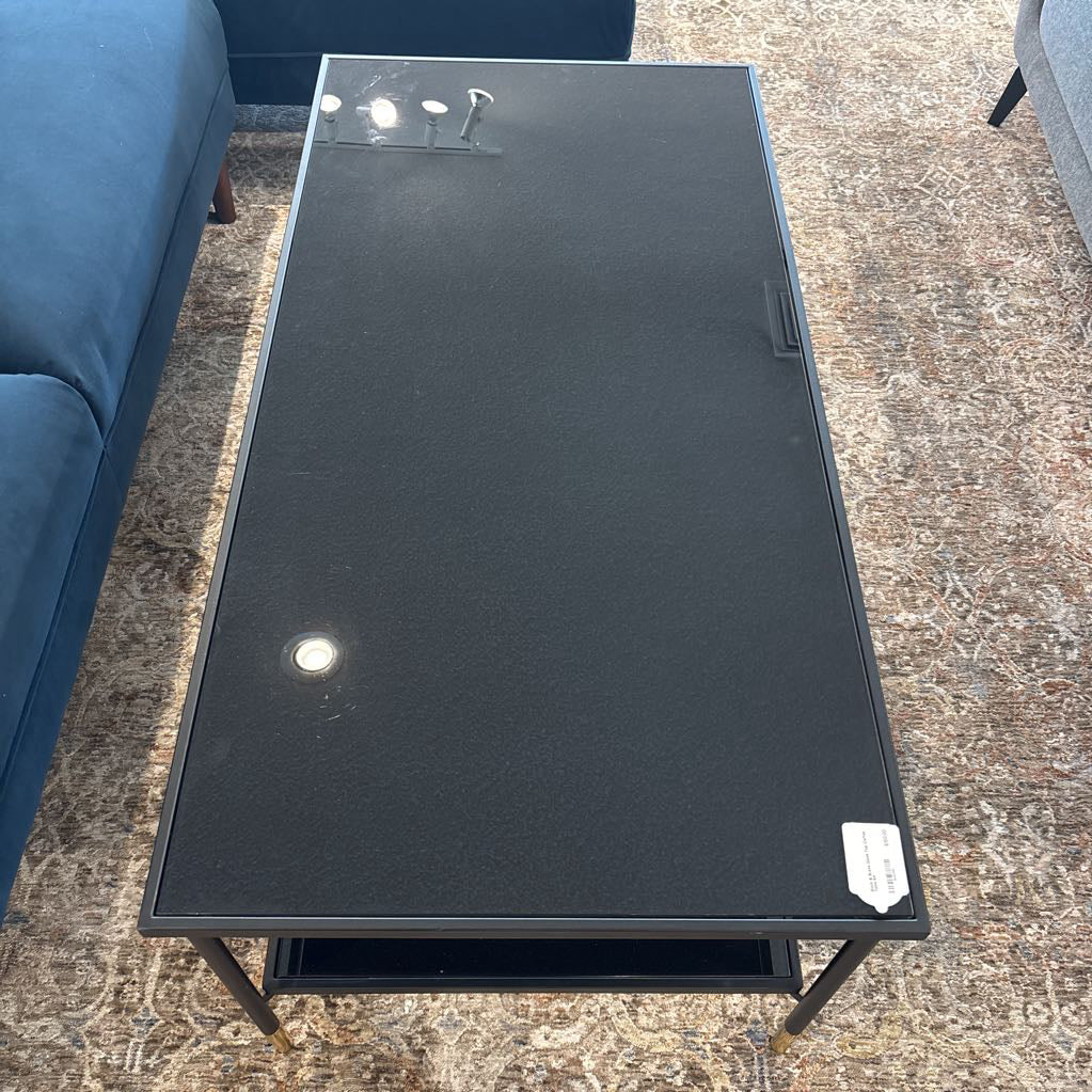 Black & Brass Glass Top Coffee Table
