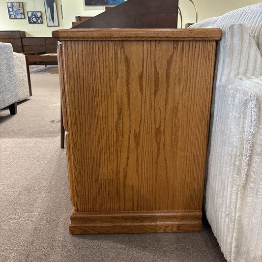 Small Oak 2 Drawer File Cabinet