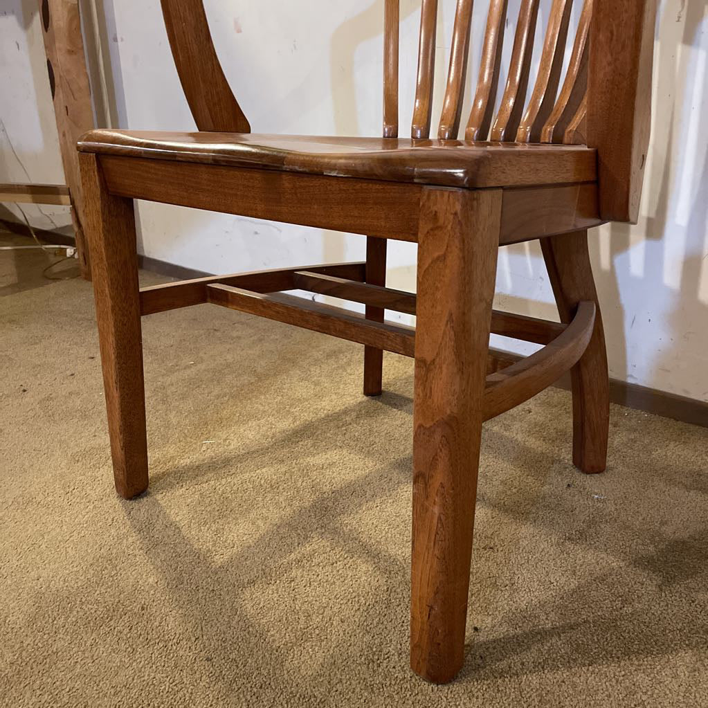 Oak Curved Slat Back Arm Chair