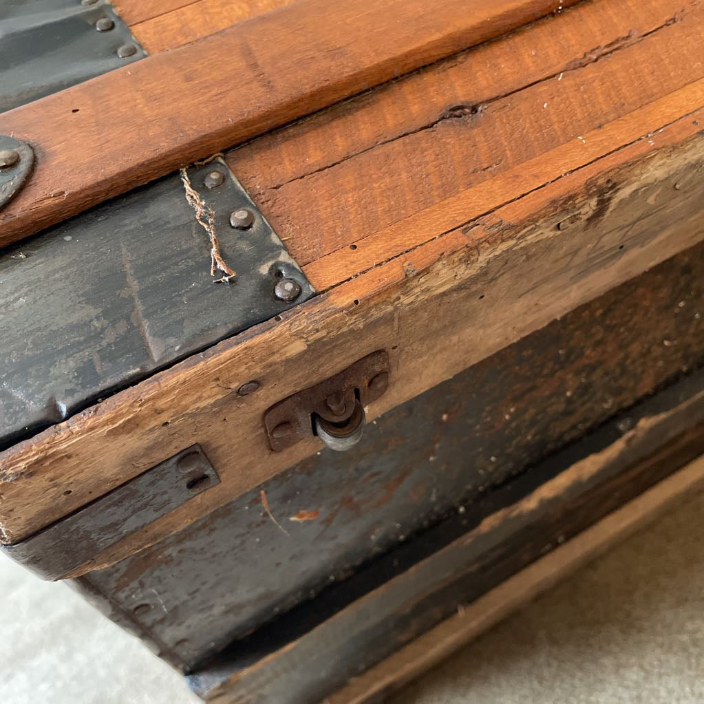 Wood Trunk with Metal Detailing