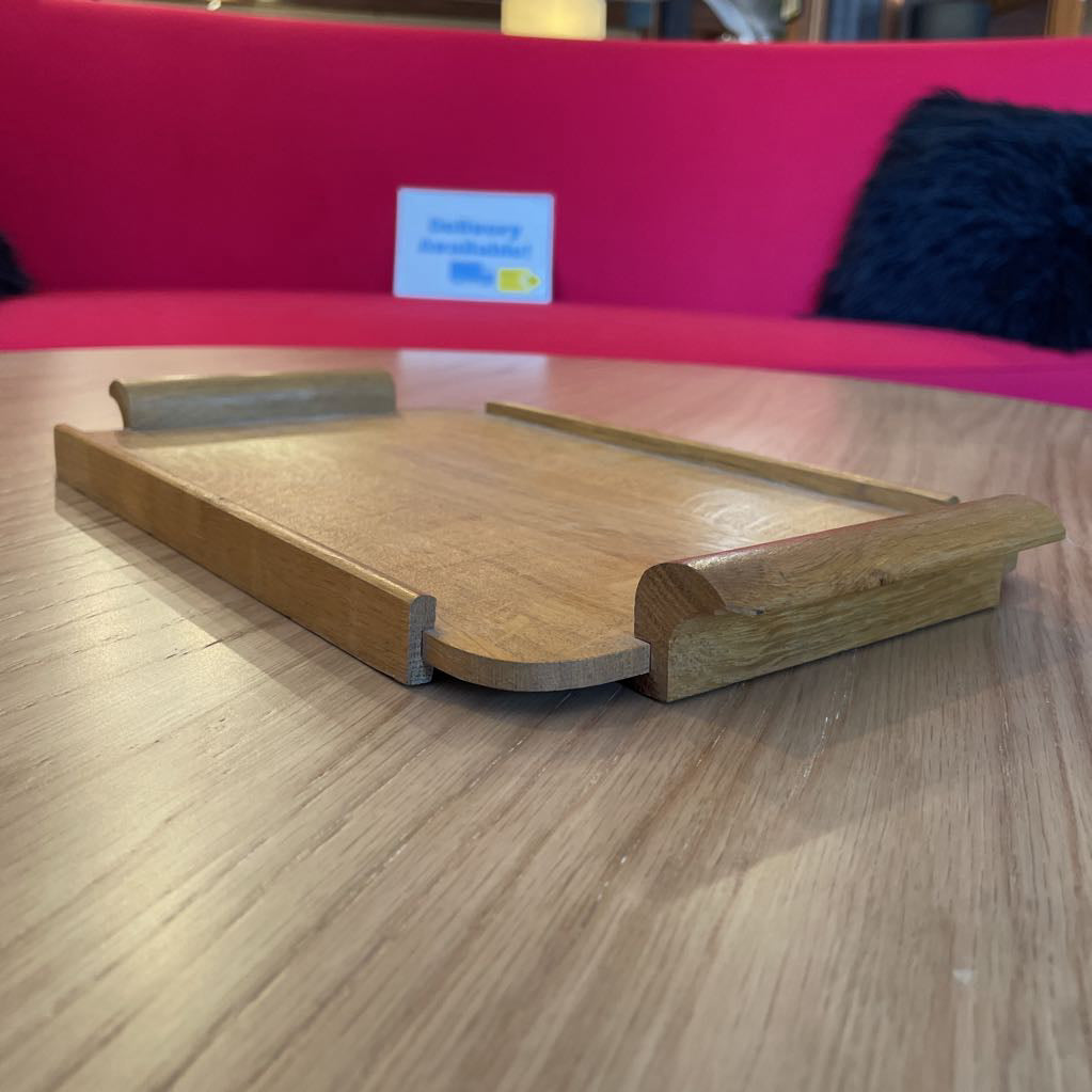 Wooden Tray with 3 Etched Glass Cups in Wood Holders SET