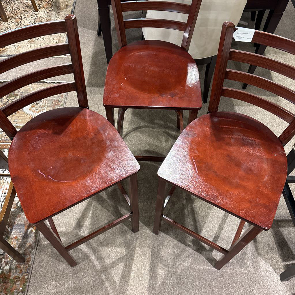 Vintage Cherry Wood Barstool (SET OF 3)