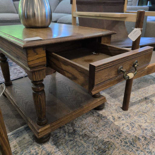 Vintage Oak Side Table w/ Drawer C SIDE TABLES
