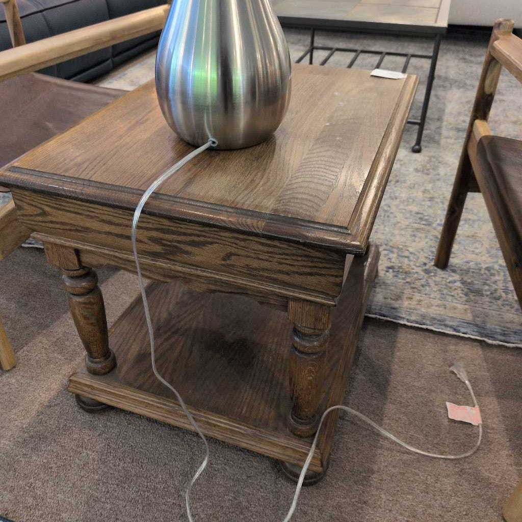 Vintage Oak Side Table w/ Drawer