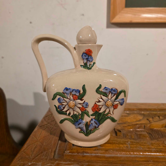 Heart-Shaped Alpine Flowers & Folk Musicians Decanter(Merkelbach?)