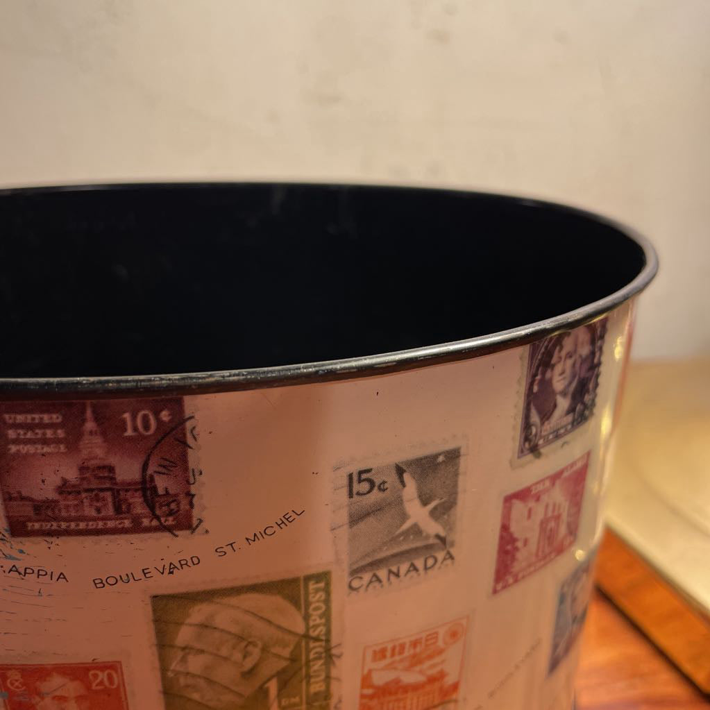 Oval Postage Stamps Design Desk Bin