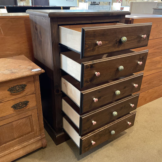 Dark Pine 5 Drawer Dresser