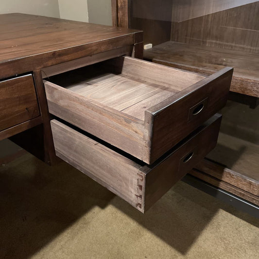 Crate & Barrel Morris Rustic Pine Dark Wood Desk C DESKS
