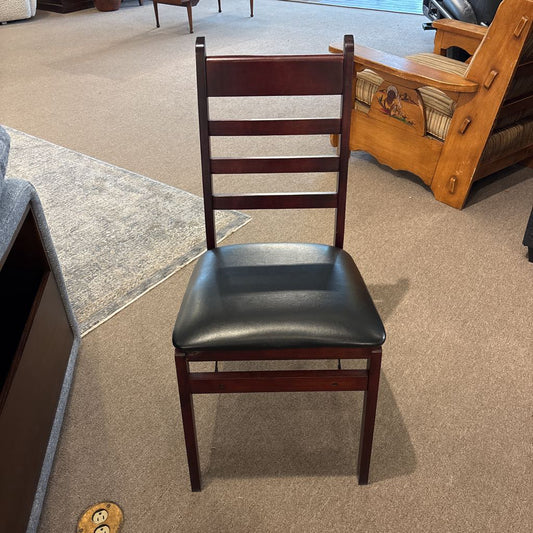 Set of 4 Folding Wood Dining Chair w/Leather Seat C DINING CHAIRS