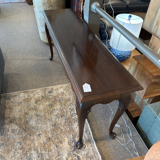 Vintage Queen-Anne-Style Dark Wood Console C CONSOLE TABLES